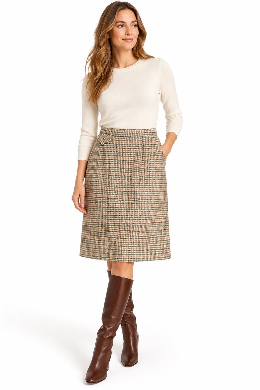 Vintage Salem USA Wool Blend Plaid Skirt Size 9/10